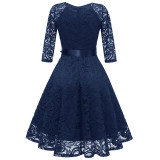 Ladies Casual Long-Sleeve Wedding Guest V-Collar Lace Girl Dress CD1592-1