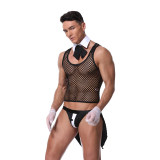 Uniform Tuxedo Sexy Lingerie Set Mesh Men Underwear M20190