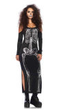 Slip up Skeleton zoobie halloween party costume long dress