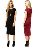 Hot Women Solid Sexy Short Sleeve Midi Pencil Dress M30224