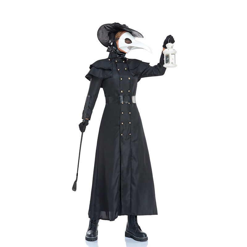 Halloween Adult Steampunk Style Plague Doctor Costume Bird Beak Mask Suit SM2011