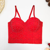 Short Pearl Suspender Vest Sexy Strapless Top 8992