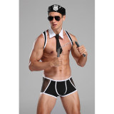 Police Uniform Costume Cosplay Men Black Underwear Sexy Suit Lingerie 20209