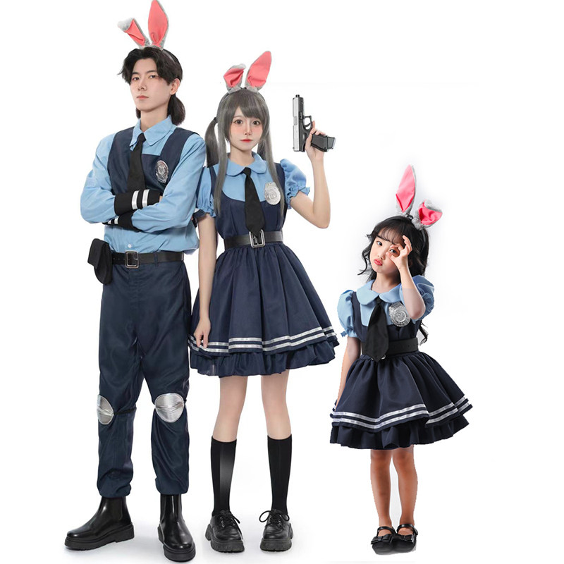 Movie  Zootopia  Cosplay Judy Police Costume Anime Rabbit Sheriff Parent-Child Suit DL2040