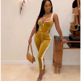 Sleeveless Zipper Hollow Out Two Piece Set Women Tracksuit M8454