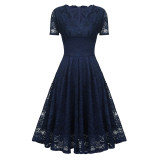 V-neck Midlength Lace Wedding Party With A Full Swing Dinner Dress CD1784