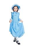 British colonial farm dress girls costume children blue dot dress cosplayM40648