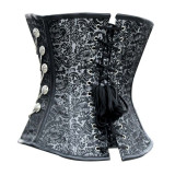 Floral printed with chain button decoration side up corset for women casual clothes over bust waist