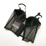 Polka Dot Lace Embroidery Sexy Women Chest Wrap Translucent Top KN8262