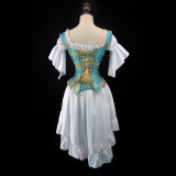 Retro Style Fan Shaped Corset Skirt U Collar Steel Bone Corset WK2297