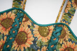 Sexy Lace Trim Sunflower Embroidery Straps Corset Cami Cropped Top M22061