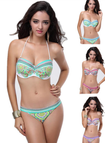 Sexy Charming Paisley Bandeau Bikini M5251