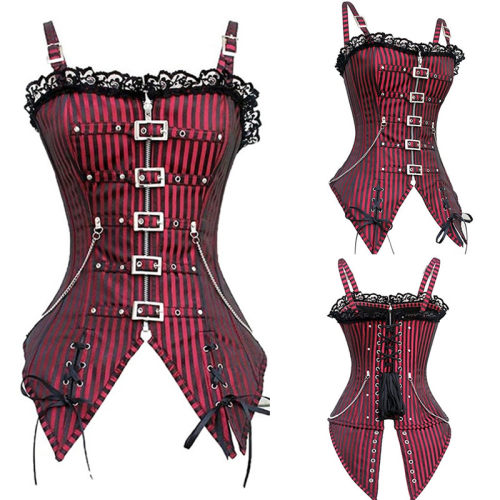 Black and Red Shoulder Straps Corset m1415