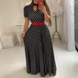 Casual Short Sleeve Long Boho Floral Print Maxi Dress M8410