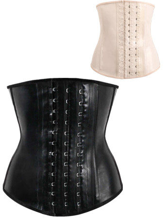 Black Smooth Latex Hook Eye 4 Steel Boned Waist Training Corset  M1303U