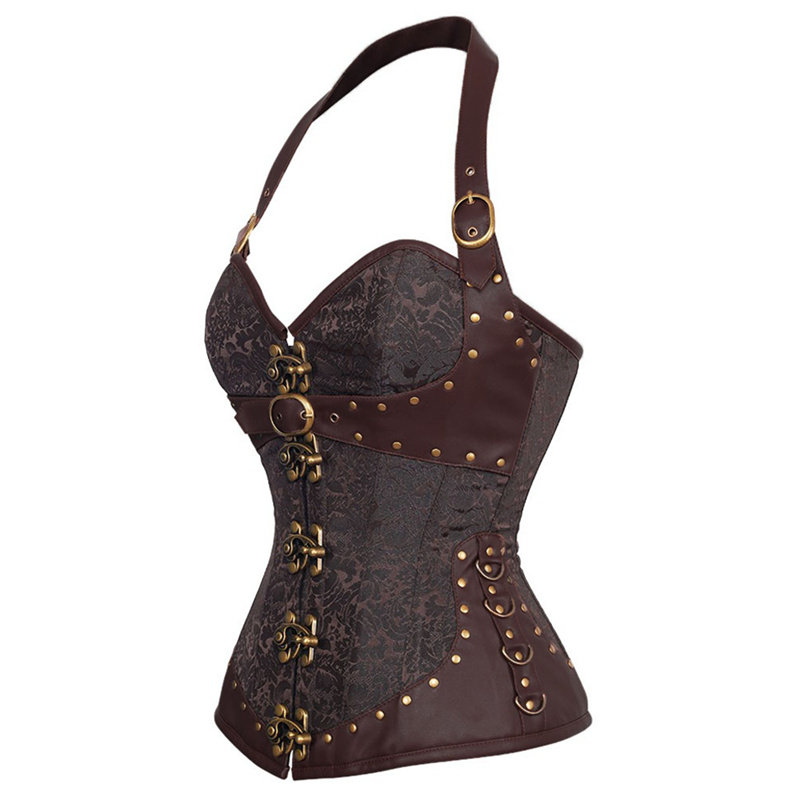 Halter Brown Steampunk Corset m1410