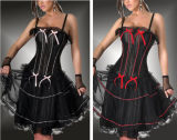 Pink Bow Black Corset SKirt Dress M1617