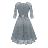 Ladies Casual Long-Sleeve Wedding Guest V-Collar Lace Girl Dress CD1592-1