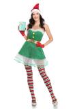 Sexy Off Shoulder Santa Claus Green Sequin Elf Xmas Costume M21945