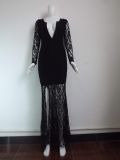 Sexy Black And White Lace Design Evening Dress M3974