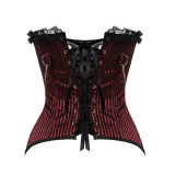 Red Striped Gothic Punk Overbust Corset M1319