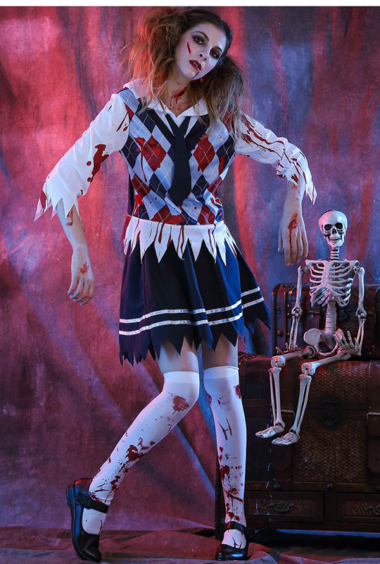 Bloody Zombie School Girls Costume M40241