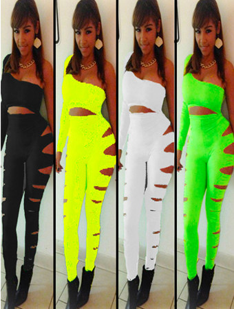 2014 New Arrival Sexy Four Colors One Shoulder bandage bodycon jumpsuit M3793