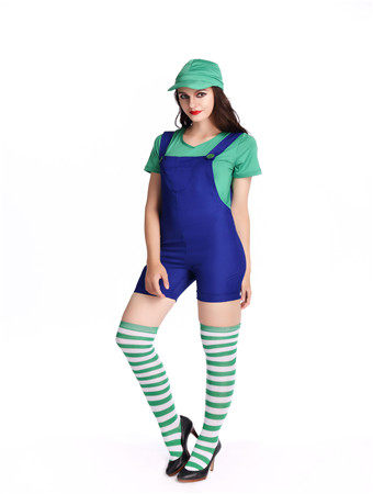 Super mario Bib short  costume for summer party fanny Mario jumpsuits with hat M40257