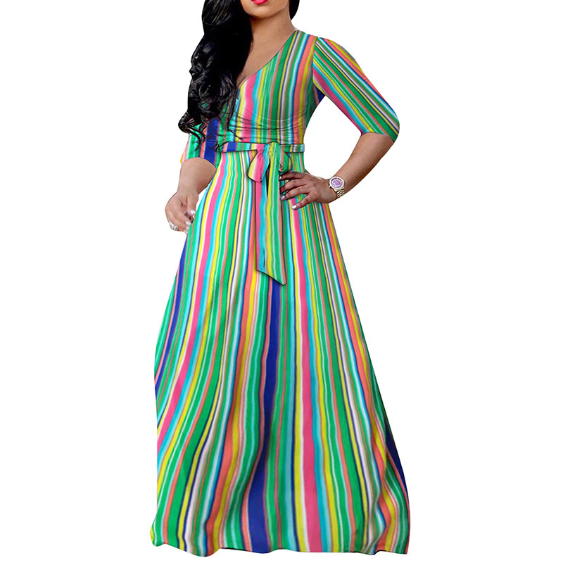 Casual Floral Print Summer Sexy Plus Size Women Dress 8616