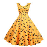 Print Casual Women Summer Doll Collar Slim Bohemian Dress JY15037