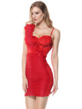 Red Elastic Bandage Mini Dress Sexy Party Wear S424465
