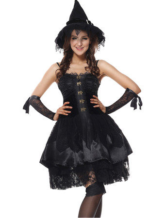 Women Sexy Lace Witch Costume for Halloween Party m40392