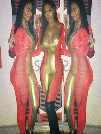 Gold Panel Cut Out Jumpsuit Catsuit M3857