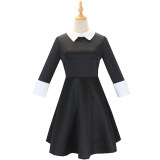 Addams Family Costume Halloween Wednesday Black Dress Cosplay Costume F411