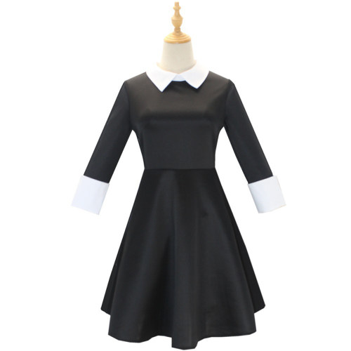 Addams Family Costume Halloween Wednesday Black Dress Cosplay Costume F411