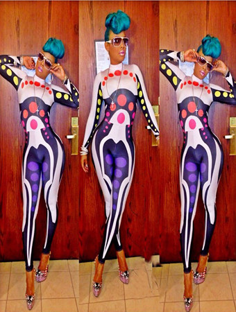 New Arrival Fashion Printing One Piece Jumpsuit M3831