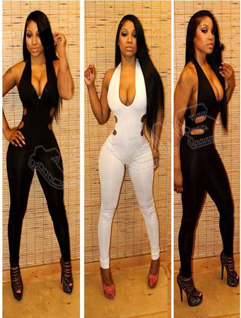 New Arrival One Piece Black And White Bodycon Jumpsuit M3840