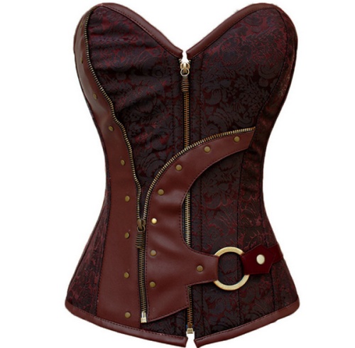 Brown Brocade Steampunk Corset M1316