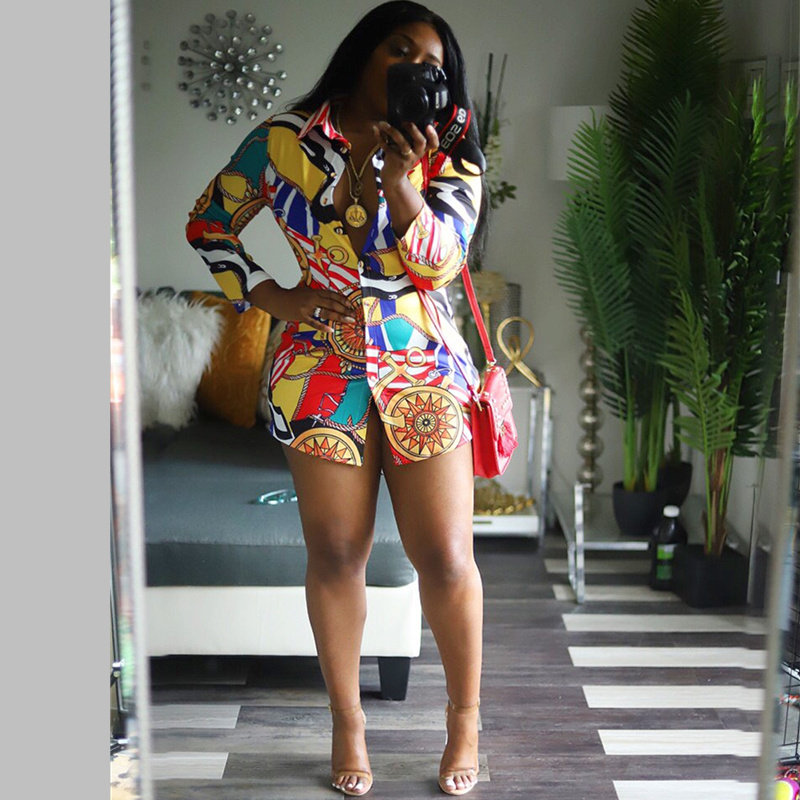 Women Long Sleeve Sexy Printed T Shirt Dresses M8442