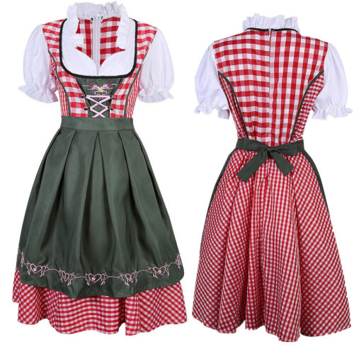 Red Plaid Women Oktoberfest Costume Plus Size M40536