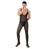 Men's Underwear Mesh One-Piece Bodysuit Vest Sexy Nightclub Stage Costume N996