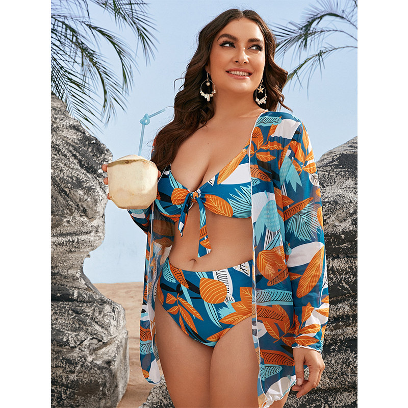 Long Sleeve Sexy Women Bikini Printed Mesh Casual Suit Swimwear 603
