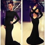 Black Long Sleeves Design Maxi Dress M3971a