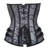 Metal Buckle Jacquard Floral Steampunk Steel Boned Underbust Corset  M1442