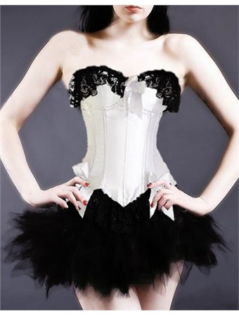sexy white lace corset with bubble skirt m1813c