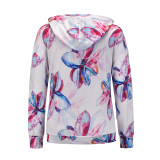 Coat Jacket Floral Print Long-Sleeved Pullover Casual Women Hoodies Fashionable LQ156