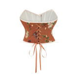 Sexy Bustier Butterfly Print Corset Tops For Women Waist Trainer Short Corset 22047