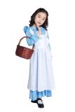 British colonial farm dress girls costume children blue dot dress cosplayM40648