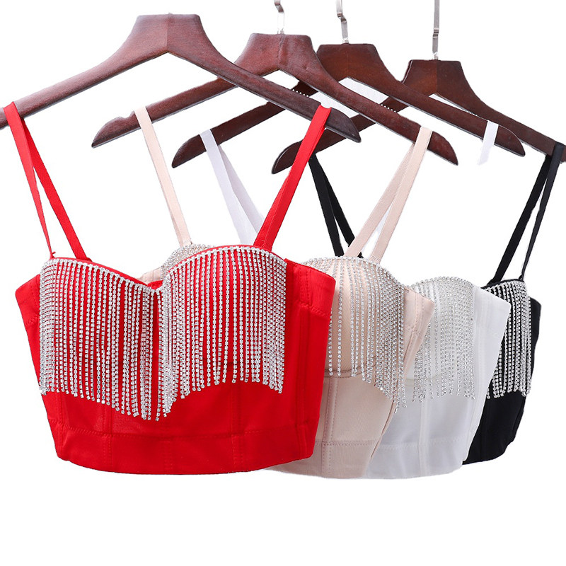Tassel Drill Chain Shaping Short Style Backless Suspender Underwear 8045