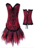 Sexy Red Corset With Skirt M1253